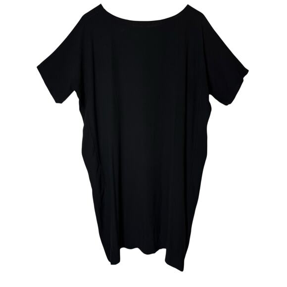 Eileen Fisher Silk Bateau Neck Cocoon Shift Dress Black Medium - Picture 4 of 5